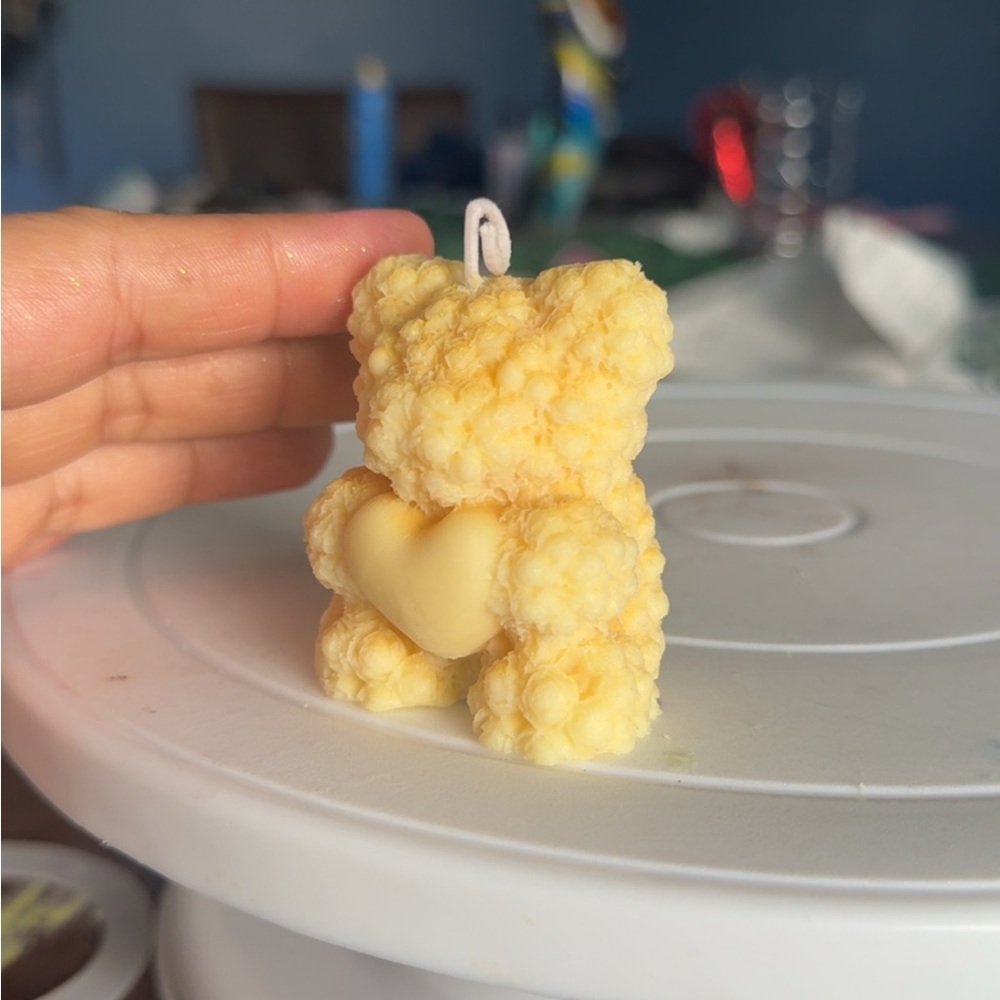 Yellow Bear Shaped candle smell roses and Jazmine